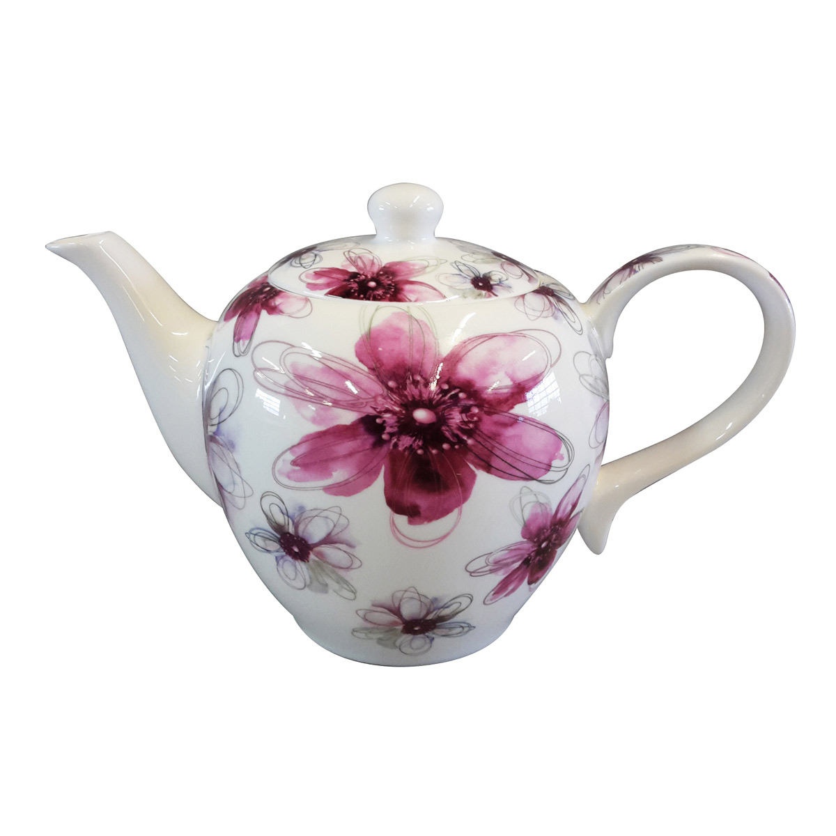 Tasse Brillantporzellan Klassik - Dekor Blüten pink Teetasse