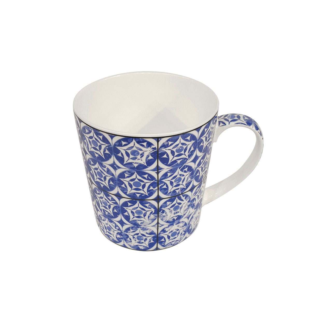 Tasse Brillantporzellan Modern - Dekor blaue Fliesen