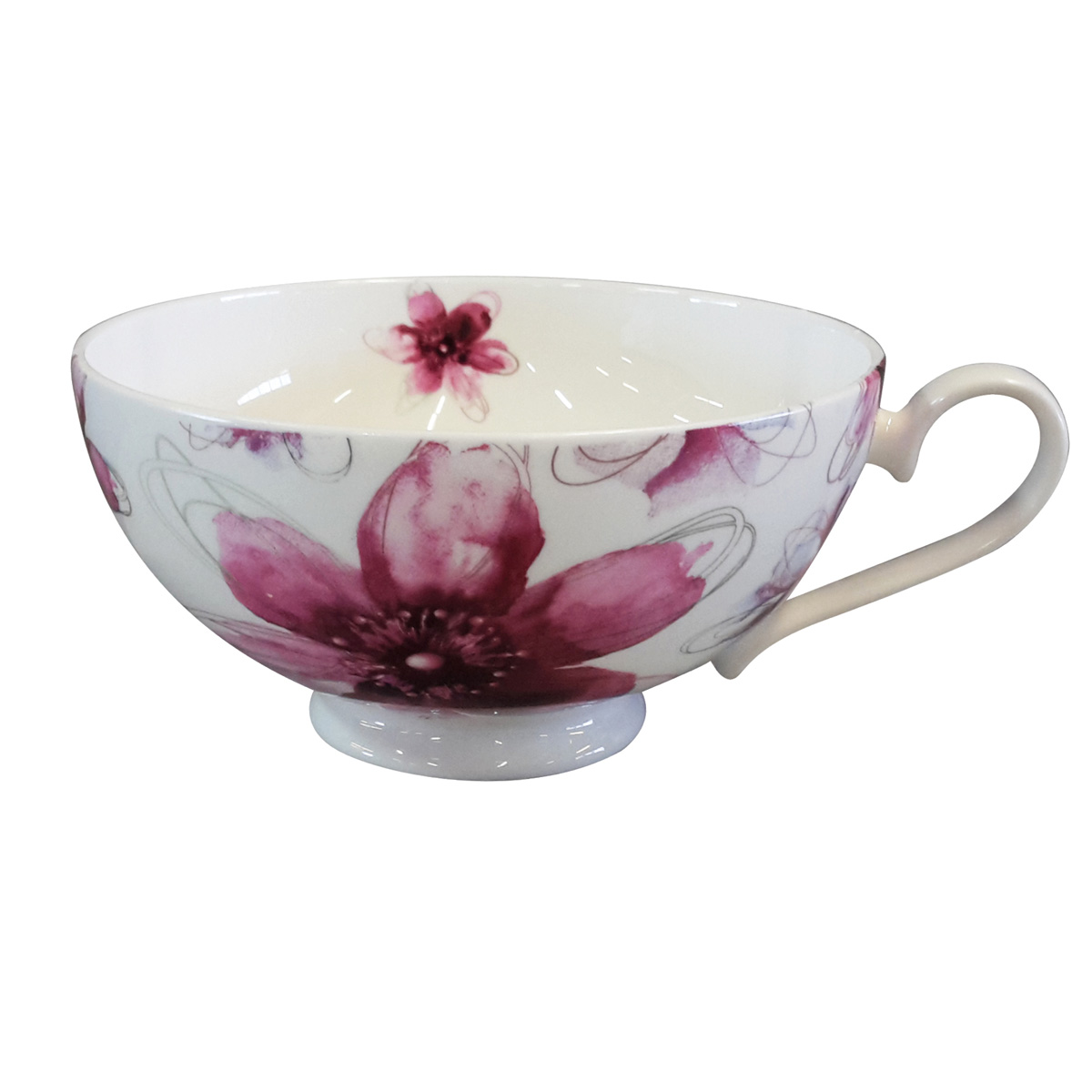 Tasse Brillantporzellan Klassik - Dekor Blüten pink Teetasse